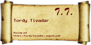 Tordy Tivadar névjegykártya